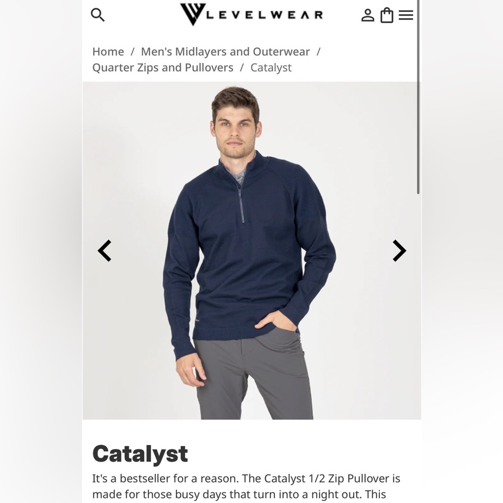 Levelwear Men's Navy 1/2 Zip Sweater